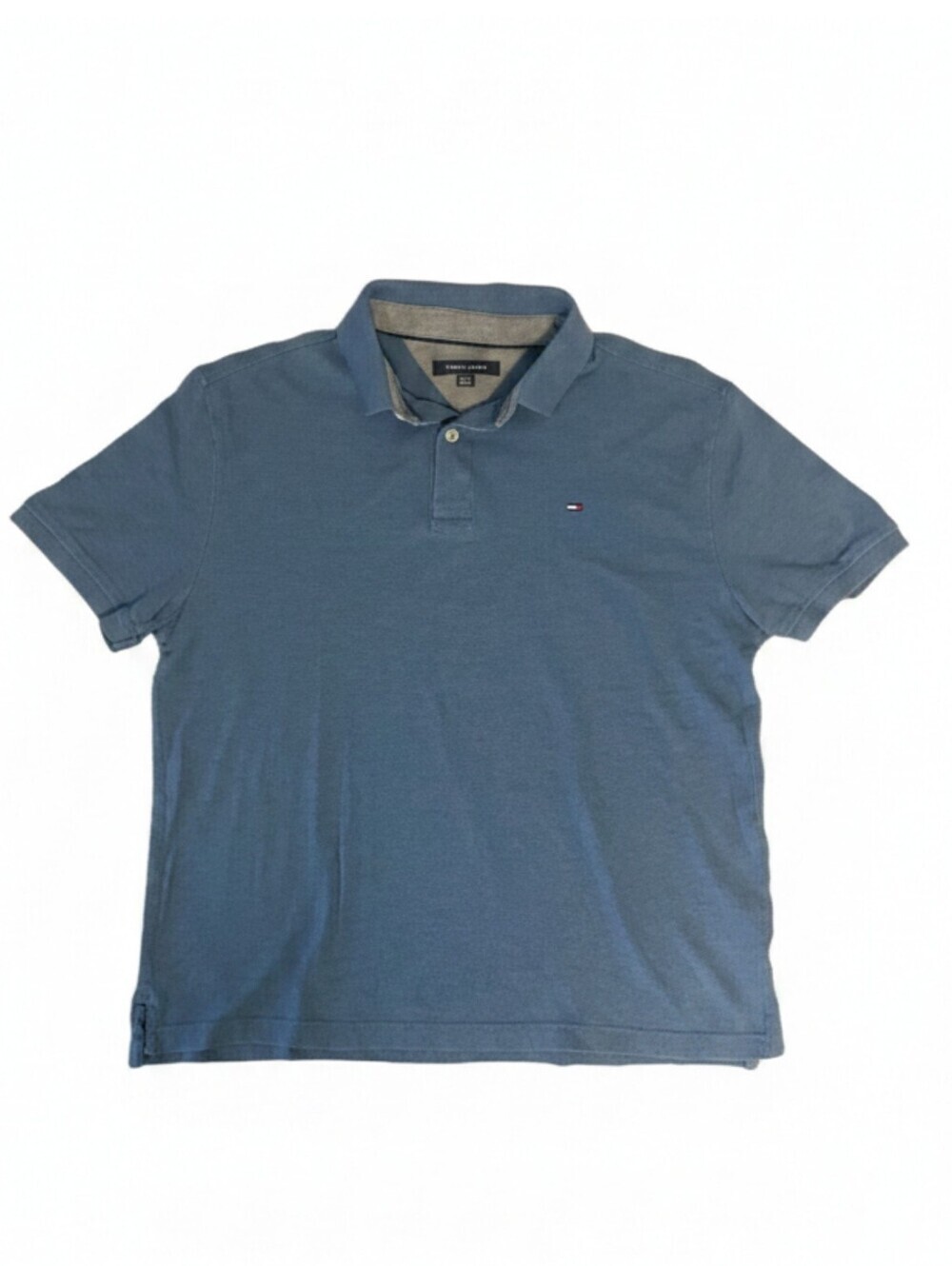 Tommy Hilfiger Polo Shirt Mens Blue Large Regular Fit Golf Rugby Preppy